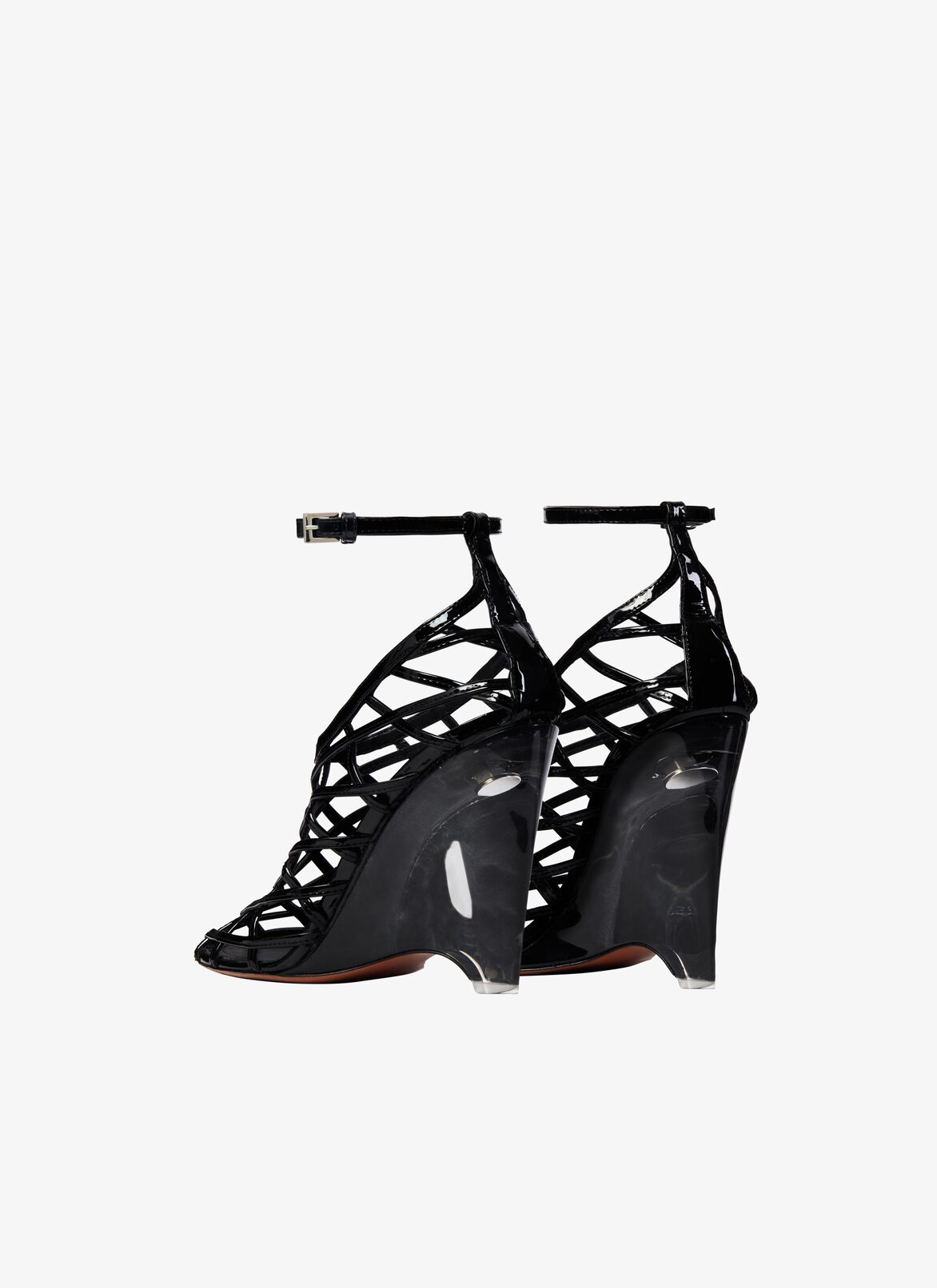 ESCARPINS COMPENSÉS LA CAGE EN CUIR VERNI ALAÏA ESCARPINS COMPENSÉS LA CAGE EN CUIR VERNI NOIR